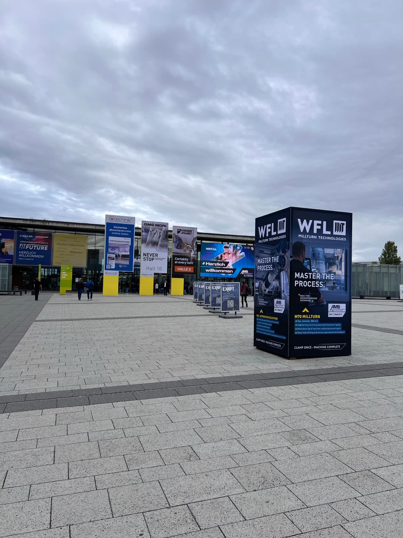 AMB Stuttgart 2026 exhibition entrance and outdoor signage at Messe Stuttgart